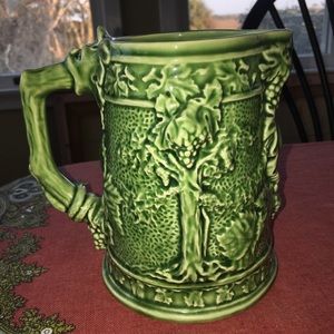 Vtg Snakes grapes vines trees demon majolica pitcher